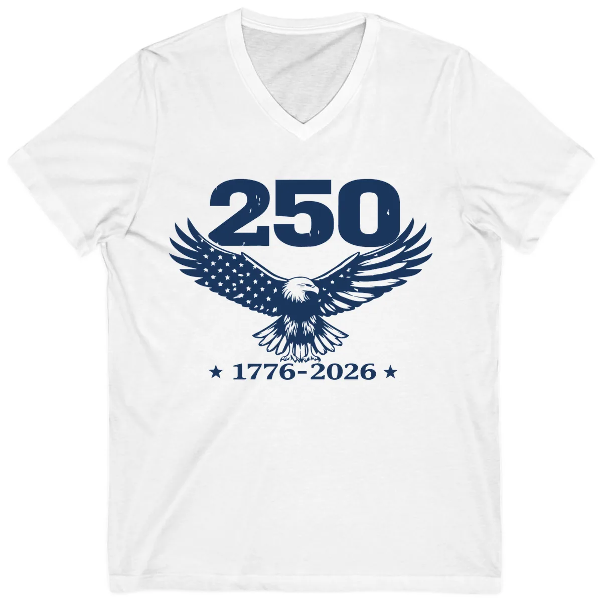 America 250th Anniversary Eagle Design V-Neck in White